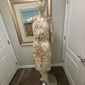 Etcetera Silk Smocked Off The Shoulder Drawstring Dress White, Peach Size 2